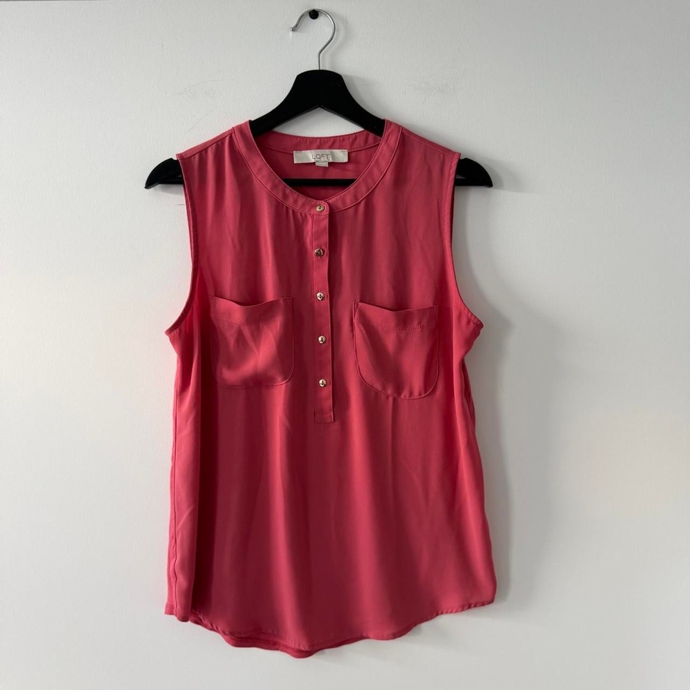 Loft Blouse Sleevless Top Shirt Womens S Red Work Career